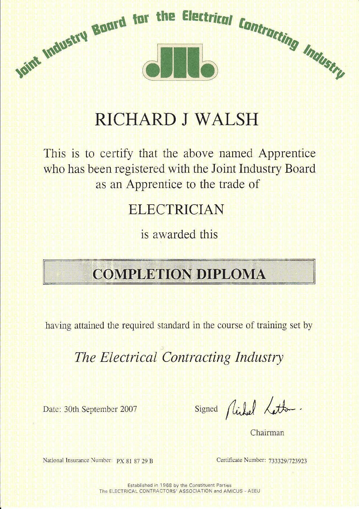 Qualified & Registered Electrician in Derry & Donegal Walsh